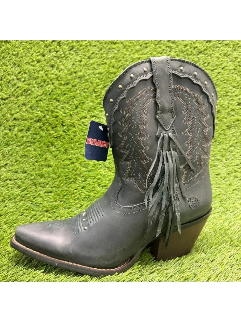 Durango Crush Womens Size 8 Black Cowgirl Western Snip Toe Zip Up Fashion Boots